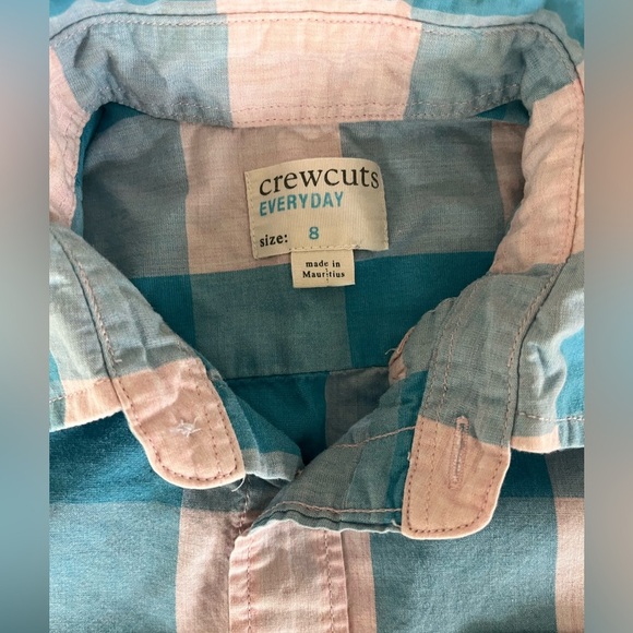 J Crew Crewcuts Boys 8 Spring Blue Pink Plaid Button Up Shirt Long Sleeve - Picture 7 of 7